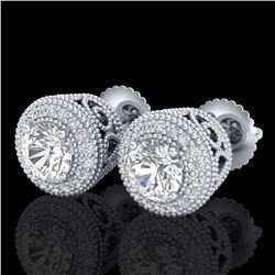 1.55 ctw VS/SI Diamond Solitaire Art Deco Stud Earrings 18k White Gold