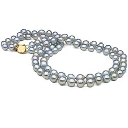 Natural-Color Baroque Blue Akoya Double-Strand Pearl Necklace