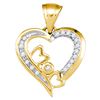 Image 1 : 10kt Yellow Gold Round Diamond Mom Heart Pendant 1/10 Cttw