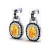 Image 1 : 5 ctw Citrine With Black & Micro Diamond EARRINING 14k White Gold
