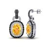 Image 2 : 5 ctw Citrine With Black & Micro Diamond EARRINING 14k White Gold