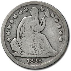 1838 Liberty Seated Dime Large Stars VG