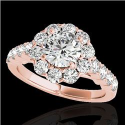 3 ctw Certified Diamond Solitaire Halo Ring 10k Rose Gold