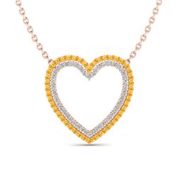 2.50 ctw Yellow Sapphire & VS/SI Diamond Heart Necklace 10k Rose Gold