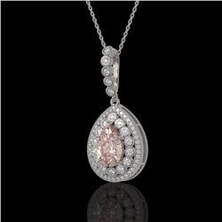 4.17 ctw Morganite & Diamond Victorian Necklace 14K White Gold