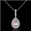 Image 2 : 4.17 ctw Morganite & Diamond Victorian Necklace 14K White Gold