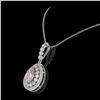 Image 3 : 4.17 ctw Morganite & Diamond Victorian Necklace 14K White Gold