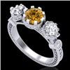 Image 1 : 1.75 ctw Intense Fancy Yellow Diamond Art Deco Ring 18k White Gold
