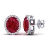 Image 2 : 5.50 ctw Ruby & Micro VS/SI Diamond Halo Earrings 18k White Gold
