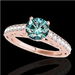 1.65 ctw SI Certified Fancy Blue Diamond Solitaire Ring 10k Rose Gold