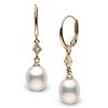 Image 1 : Metallic Collection White Freshwater Pearl Drop-Shape Diamond Aerie Dangle Earrings
