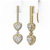 Image 3 : 2.5 ctw Heart Diamond Designer Earrings 18K Yellow Gold