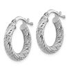 Image 2 : 14k White Gold Diamond-cut Round Hoop Earrings - 10 mm