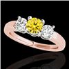 Image 1 : 2 ctw SI/I Fancy Intense Yellow Diamond 3 Stone Ring 10k Rose Gold