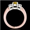 Image 2 : 2 ctw SI/I Fancy Intense Yellow Diamond 3 Stone Ring 10k Rose Gold