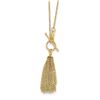 Image 1 : 14k Gold Cable Chain Tassel Toggle Necklace