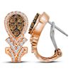 Image 1 : 10kt Rose Gold Round Brown Diamond Cluster Hoop Earrings 1.00 Cttw