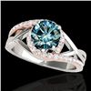 Image 1 : 1.3 ctw SI Certified Fancy Blue Diamond Bypass Ring 10k 2Tone Gold