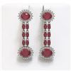 Image 1 : 10.23 ctw Ruby & Diamond Earrings 14K White Gold
