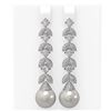 Image 1 : 3.32 ctw Diamond & Pearl Earrings 18K White Gold