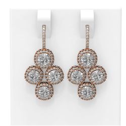 4.43 ctw Cushion Diamond Earrings 18K Rose Gold