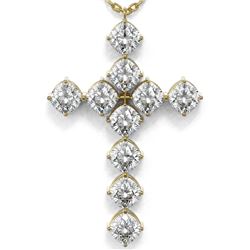 2 ctw Cushion Diamond Designer Cross Necklace 18K Yellow Gold