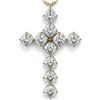 Image 1 : 2 ctw Cushion Diamond Designer Cross Necklace 18K Yellow Gold