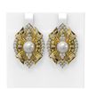 Image 1 : 3 ctw Diamond & Pearl Earrings 18K Yellow Gold