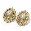 Image 3 : 3 ctw Diamond & Pearl Earrings 18K Yellow Gold