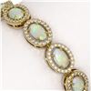 Image 3 : 9.5 ctw Opal & Diamond Micro Pave Halo Bracelet 10k Yellow Gold