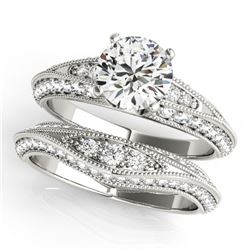 2.01 ctw Certified VS/SI Diamond 2pc Wedding Set Antique 14k White Gold