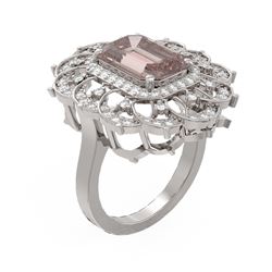 5.72 ctw Morganite & Diamond Ring 18K White Gold