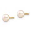 Image 2 : 14k Yellow Gold Pink Button Pearl Stud Post Earrings - 4-5 mm