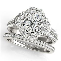 3.03 ctw Certified VS/SI Diamond 2pc Wedding Set Halo 14k White Gold