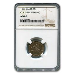 1857 Flying Eagle Cent MS-61 NGC (Clashed with 50C)