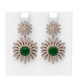 6.8 ctw Emerald & Diamond Earrings 18K Rose Gold