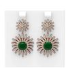 Image 1 : 6.8 ctw Emerald & Diamond Earrings 18K Rose Gold