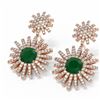 Image 3 : 6.8 ctw Emerald & Diamond Earrings 18K Rose Gold