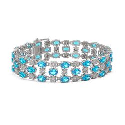 25.07 ctw Swiss Topaz & Diamond Bracelet 10K White Gold