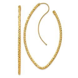 14k Gold Textured Oval French Wire Earrings