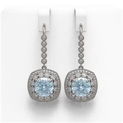 10.5 ctw Aquamarine & Diamond Victorian Earrings 14K White Gold