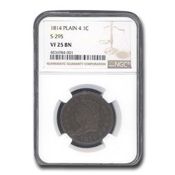 1814 Large Cent VF-25 NGC (Brown, Plain 4, S-295)