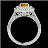 Image 2 : 2 ctw Certified SI/I Fancy Intense Yellow Diamond Halo Ring 10k White Gold