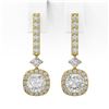 Image 2 : 3 ctw Cushion Cut Diamond Designer Earrings 18K Yellow Gold