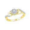 Image 1 : 10kt Yellow Gold Round Diamond Cluster Heart Promise Bridal Ring 1/6 Cttw