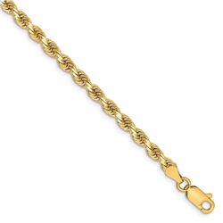 14k Yellow Gold 3.25 mm Diamond Cut Rope Chain - 9 in.