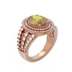 4.89 ctw Canary Citrine & Diamond Ring 18K Rose Gold