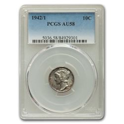 1942/1 Mercury Dime AU-58 PCGS