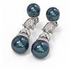 Image 3 : 1.01 ctw Diamond & Pearl Earrings 18K White Gold