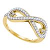 Image 1 : 10kt Yellow Gold Round Diamond Infinity Ring 1/4 Cttw
